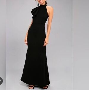 Lulu's Margaux Black One-Shoulder Maxi Dress S Nwot